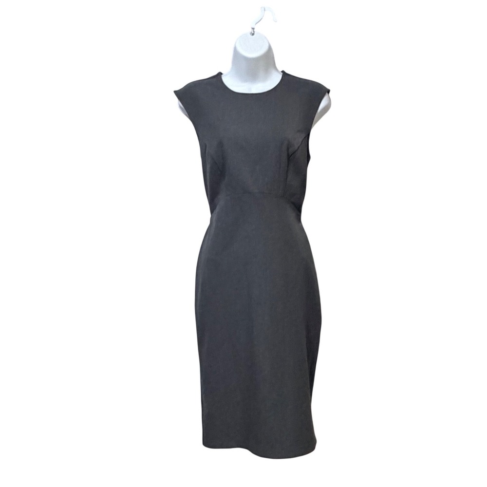 Express Womens Charcoal Gray Cap Sleeve Sheath Dress Full Back Zipper Size S
